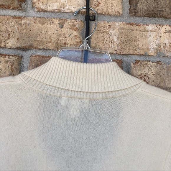 Charter Club 2-PLY Cashmere Shawl Neck Long Sleeve Light Ivory Top M - Picture 7 of 11